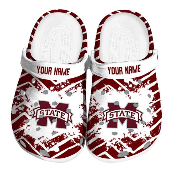 Customized Mississippi State Bulldogs Zigzag Paint Burst Crocs Best selling