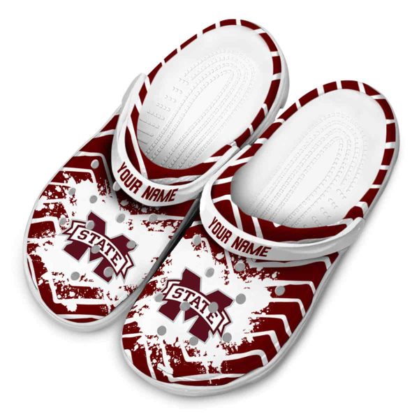 Customized Mississippi State Bulldogs Zigzag Paint Burst Crocs Trendy