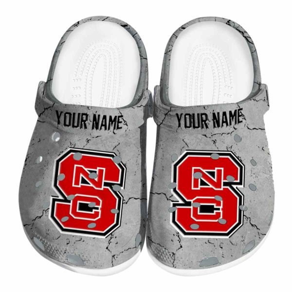 Customized NC State Wolfpack Cracked Texture Crocs Best selling