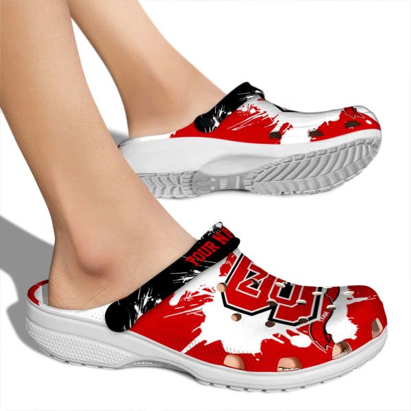 Customized NC State Wolfpack Splatter Pattern Crocs High quality