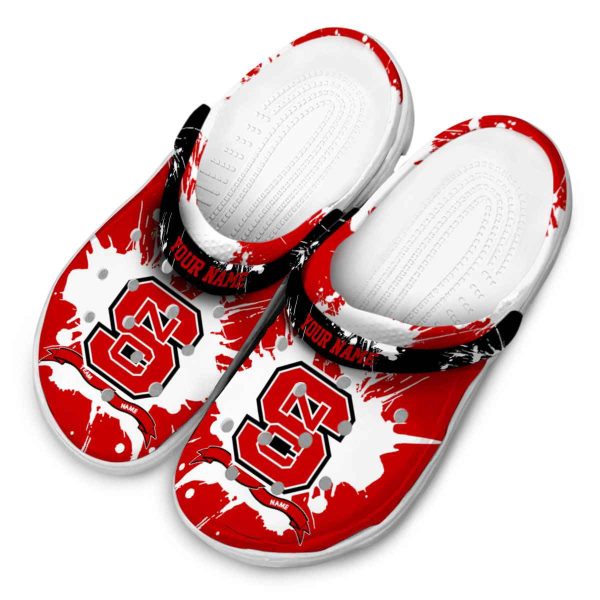 Customized NC State Wolfpack Splatter Pattern Crocs Trendy