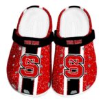 Customized NC State Wolfpack Vertical Stripes Crocs Best selling
