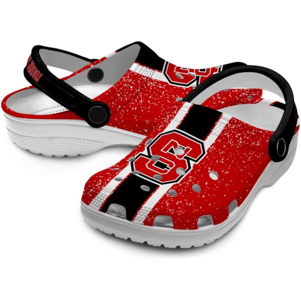 Customized NC State Wolfpack Vertical Stripes Crocs Latest Model
