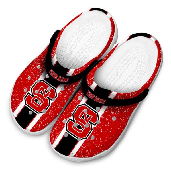 Customized NC State Wolfpack Vertical Stripes Crocs Trendy
