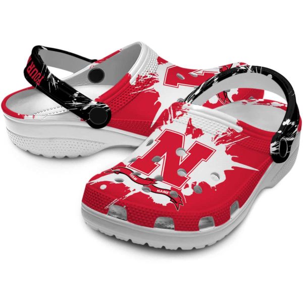 Customized Nebraska Cornhuskers Splatter Pattern Crocs Latest Model
