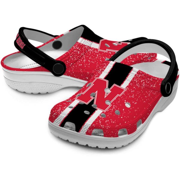 Customized Nebraska Cornhuskers Vertical Stripes Crocs Latest Model