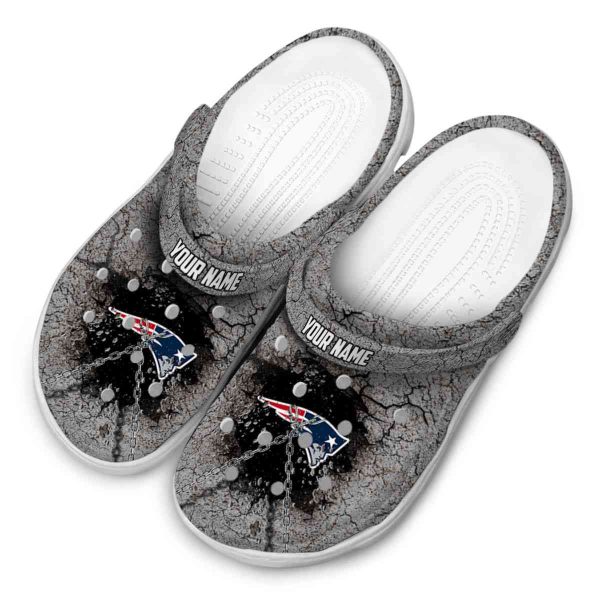 Customized New England Patriots Cracked Ground Texture Crocs Trendy