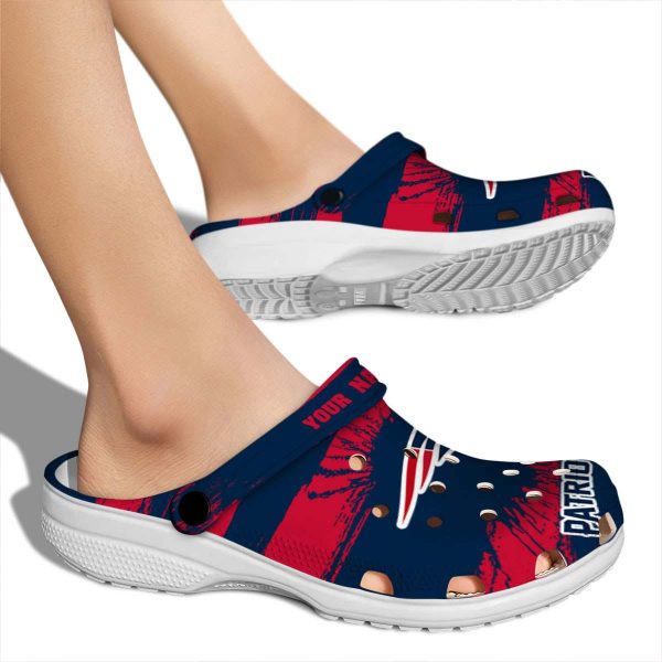 Customized New England Patriots Paint Splatter Graphics Crocs High quality