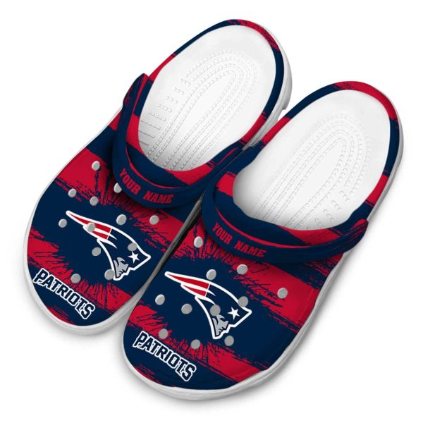 Customized New England Patriots Paint Splatter Graphics Crocs Trendy