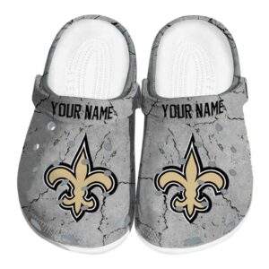 Customized New Orleans Saints Cracked Texture Crocs Best selling