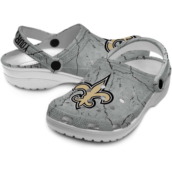 Customized New Orleans Saints Cracked Texture Crocs Latest Model