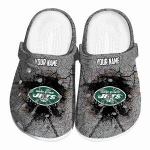 Customized New York Jets Cracked Ground Texture Crocs Best selling