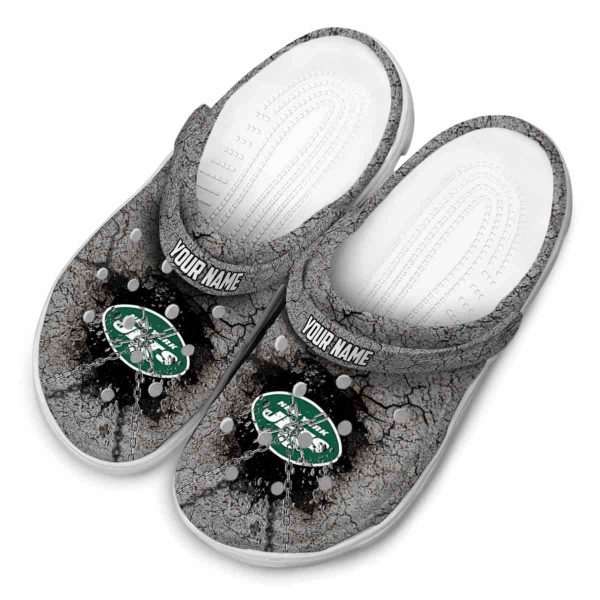 Customized New York Jets Cracked Ground Texture Crocs Trendy