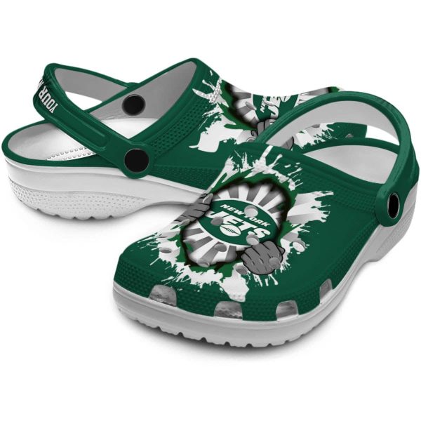 Customized New York Jets Gripping Hand Crocs Latest Model