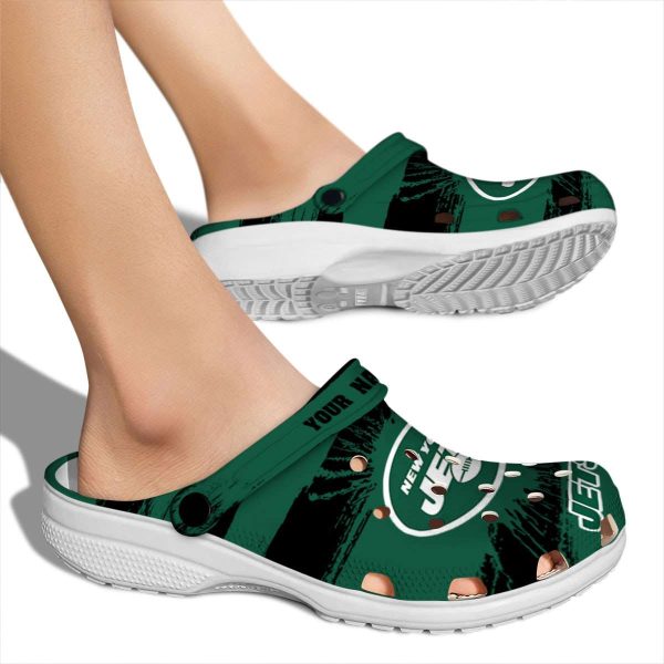 Customized New York Jets Paint Splatter Graphics Crocs High quality