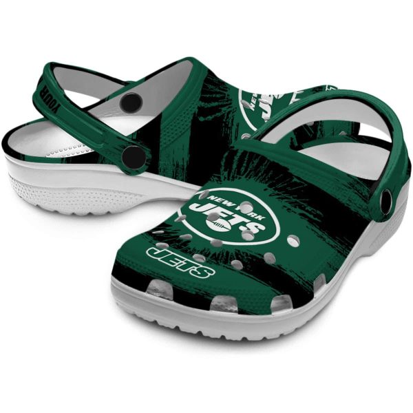 Customized New York Jets Paint Splatter Graphics Crocs Latest Model
