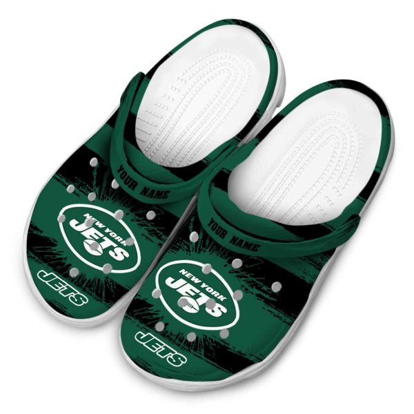 Customized New York Jets Paint Splatter Graphics Crocs Trendy