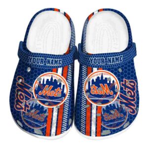 Customized New York Mets Contrasting Stripes Crocs Best selling