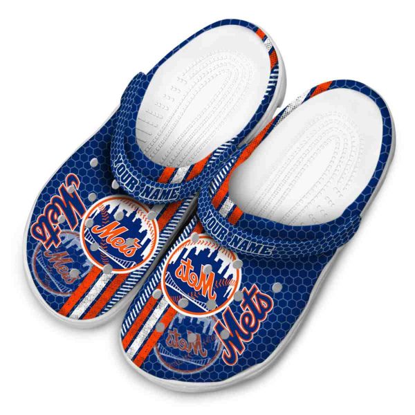 Customized New York Mets Contrasting Stripes Crocs Trendy