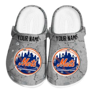 Customized New York Mets Cracked Texture Crocs Best selling