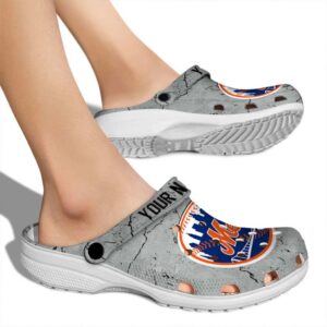 Customized New York Mets Cracked Texture Crocs High quality