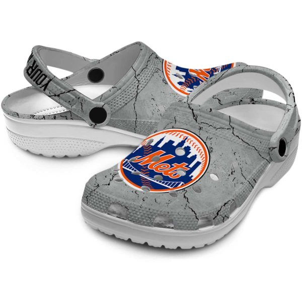 Customized New York Mets Cracked Texture Crocs Latest Model