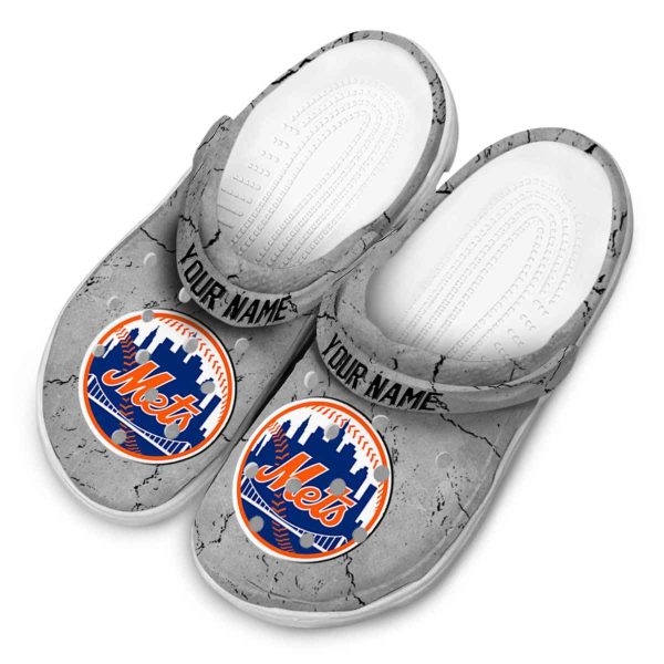 Customized New York Mets Cracked Texture Crocs Trendy