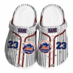 Customized New York Mets Pinstripe Pattern Crocs Best selling