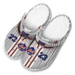 Customized New York Mets Pinstripe Pattern Crocs Best selling
