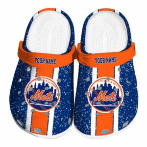 Customized New York Mets Vertical Stripes Crocs Best selling