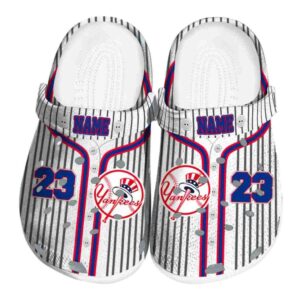 Customized New York Yankees Pinstripe Pattern Crocs Best selling