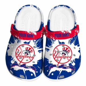 Customized New York Yankees Splatter Pattern Crocs Best selling