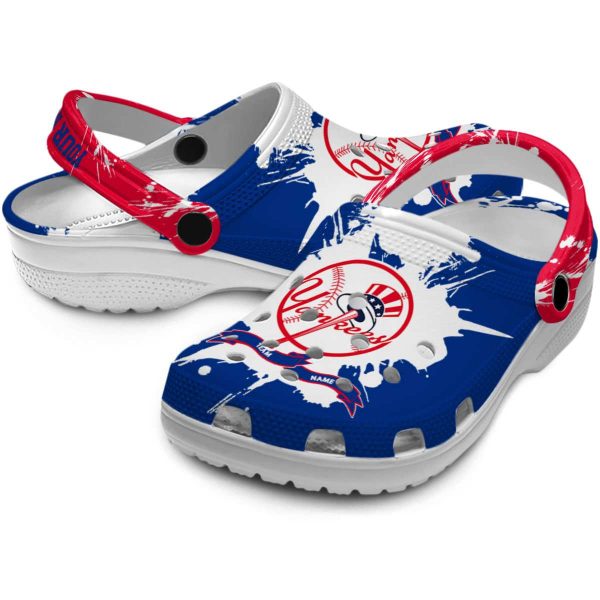 Customized New York Yankees Splatter Pattern Crocs Latest Model