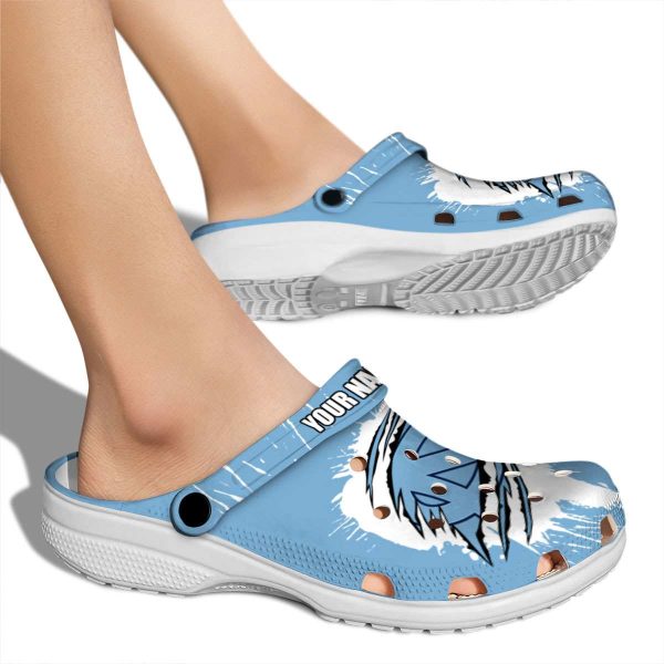 Customized North Carolina Tar Heels Splash Motif Background Crocs High quality