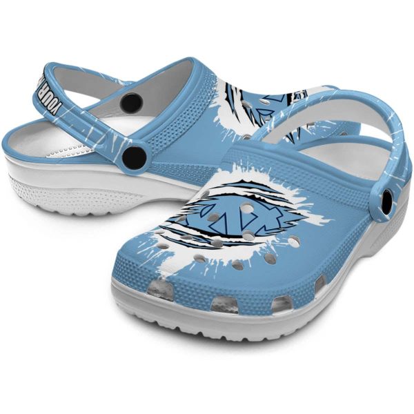 Customized North Carolina Tar Heels Splash Motif Background Crocs Latest Model