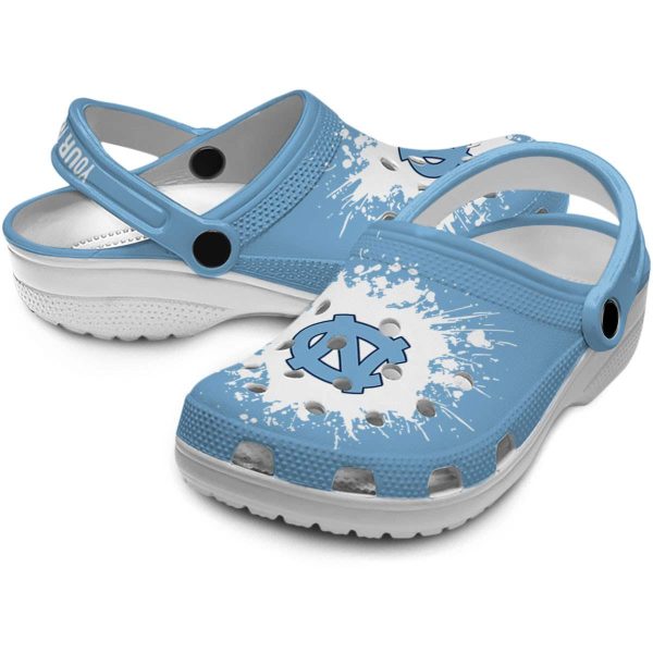 Customized North Carolina Tar Heels Splatter Background Crocs Latest Model