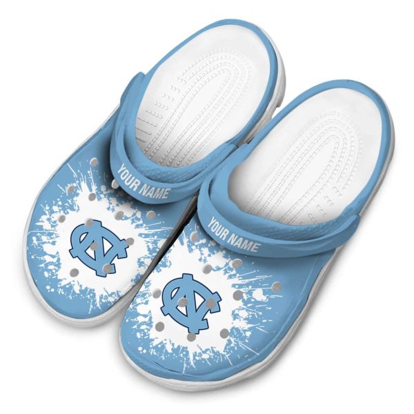 Customized North Carolina Tar Heels Splatter Background Crocs Trendy