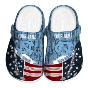 Customized North Carolina Tar Heels Star Spangled Side Pattern Crocs Best selling