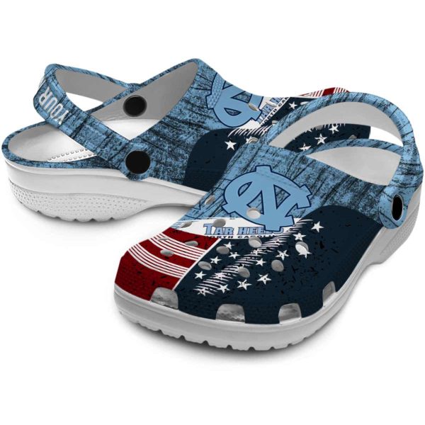 Customized North Carolina Tar Heels Star Spangled Side Pattern Crocs Latest Model