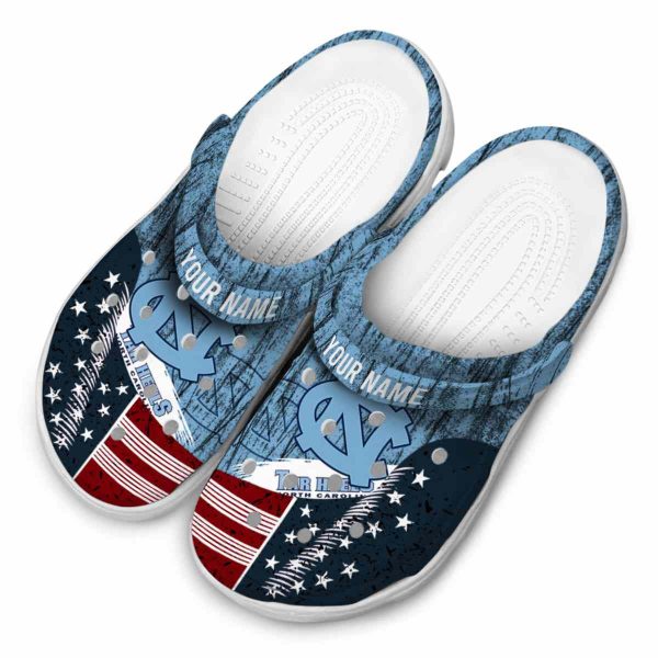 Customized North Carolina Tar Heels Star Spangled Side Pattern Crocs Trendy