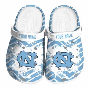 Customized North Carolina Tar Heels Zigzag Paint Burst Crocs Best selling