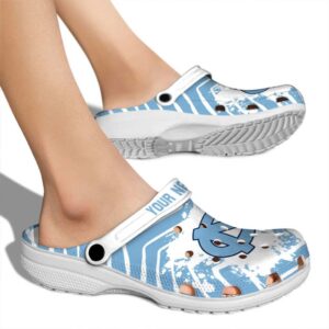 Customized North Carolina Tar Heels Zigzag Paint Burst Crocs High quality