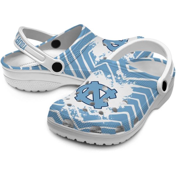 Customized North Carolina Tar Heels Zigzag Paint Burst Crocs Latest Model