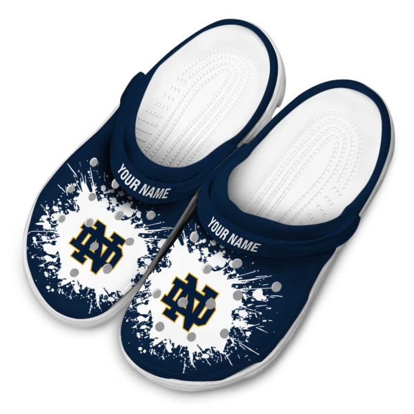 Customized Notre Dame Fighting Irish Splatter Background Crocs Trendy