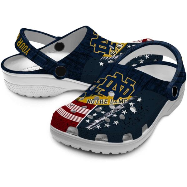 Customized Notre Dame Fighting Irish Star Spangled Side Pattern Crocs Latest Model