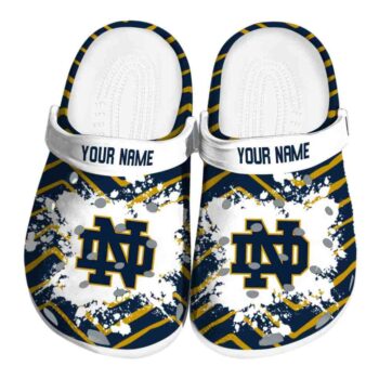Customized Notre Dame Fighting Irish Zigzag Paint Burst Crocs Best selling