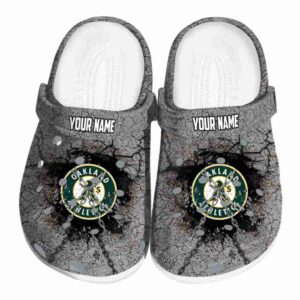 Customized Oakland Athletics Cracked Ground Texture Crocs Best selling