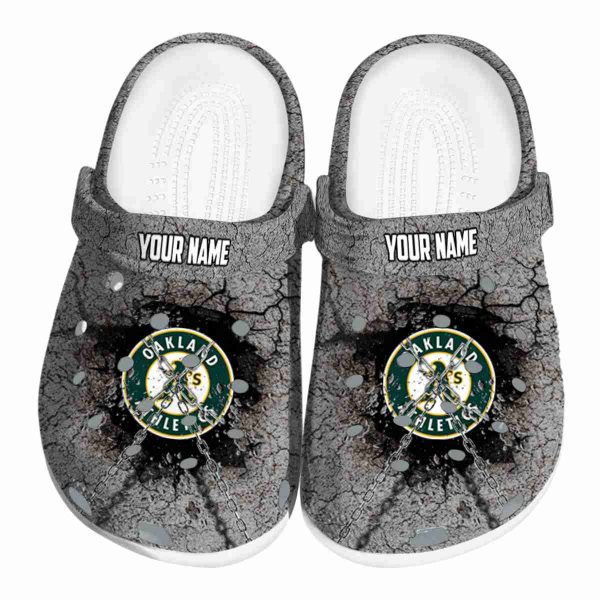 Customized Oakland Athletics Cracked Ground Texture Crocs Best selling