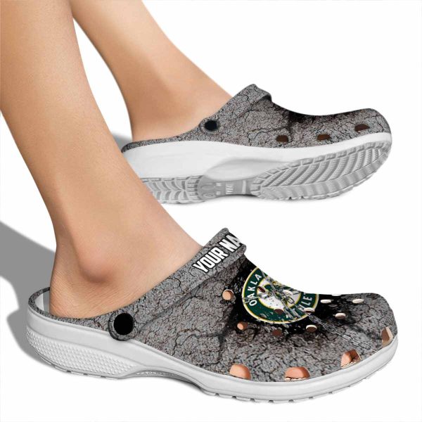 Customized Oakland Athletics Cracked Ground Texture Crocs High quality