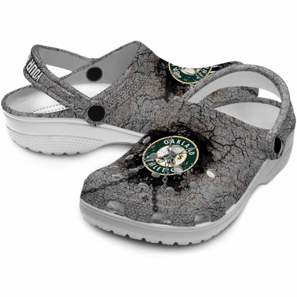 Customized Oakland Athletics Cracked Ground Texture Crocs Latest Model